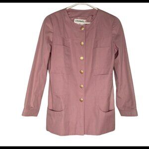 Chanel Pink Button Down Spring Long Jacket